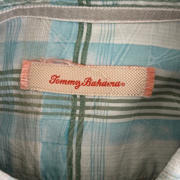 Tommy Bahama Mens Shirt Size Blue Plaid Button Up Preppy Classic Office Travel - Picture 2 of 8